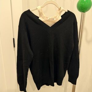 T by Alexander Wang Black Sweater with White Vest Size XS